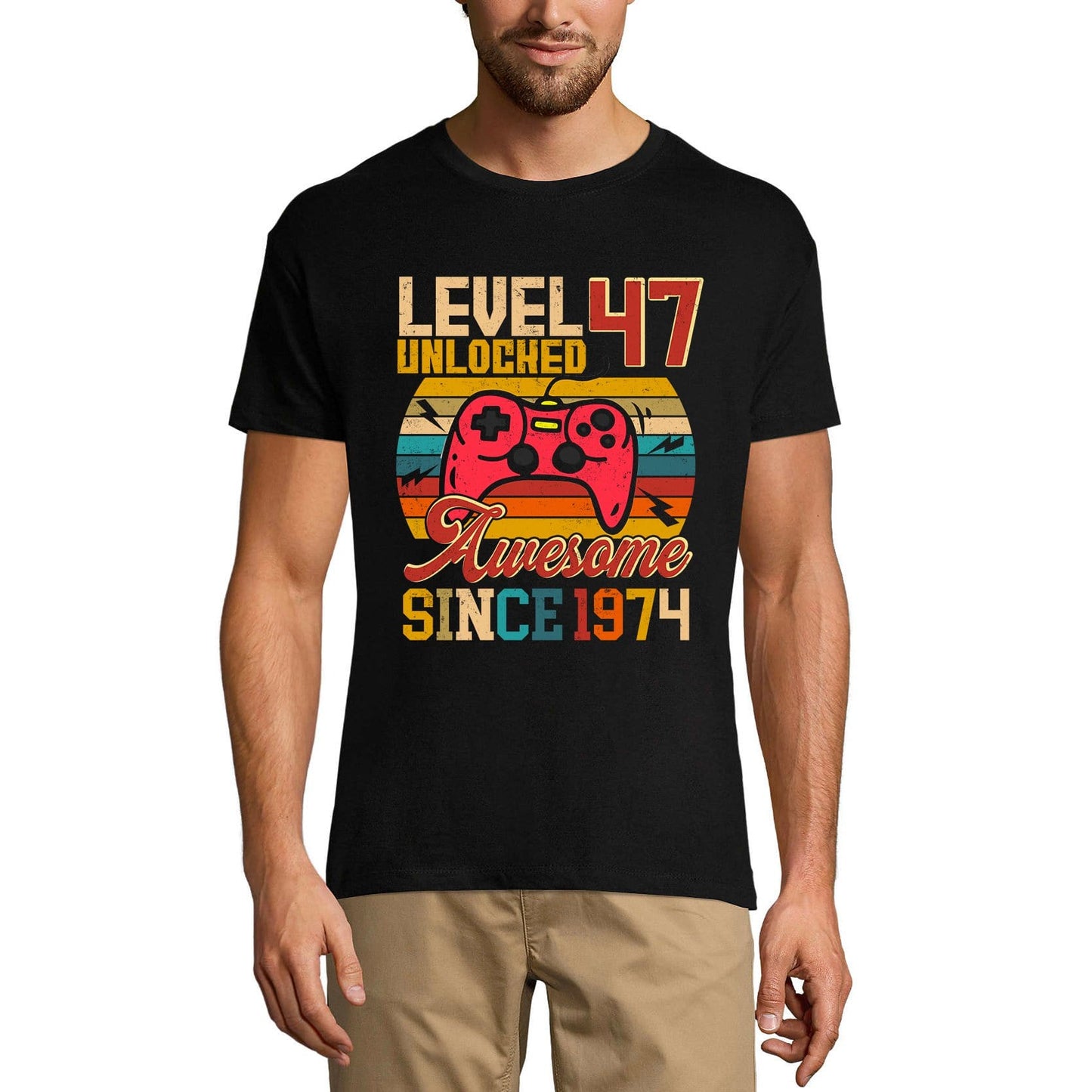 T-shirt de jeu ULTRABASIC pour hommes, niveau 47 débloqué, cadeau de joueur pour le 47e anniversaire