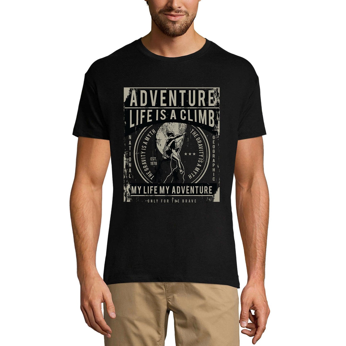 ULTRABASIC Men's T-Shirt Life is a Climb - Adventure Brave Climbing Tee Shirt