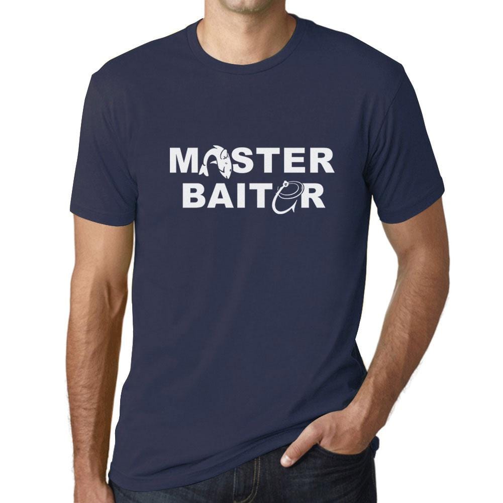 Graphic Men's Master Baitor T-Shirt Black Letter Print French Navy - Ultrabasic