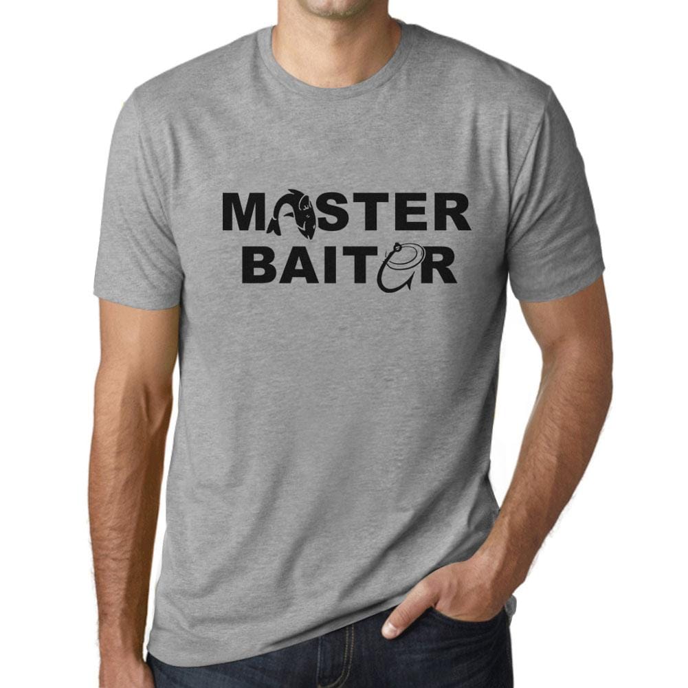 Graphic Men's Master Baitor T-Shirt Black Letter Print Grey Marl - Ultrabasic