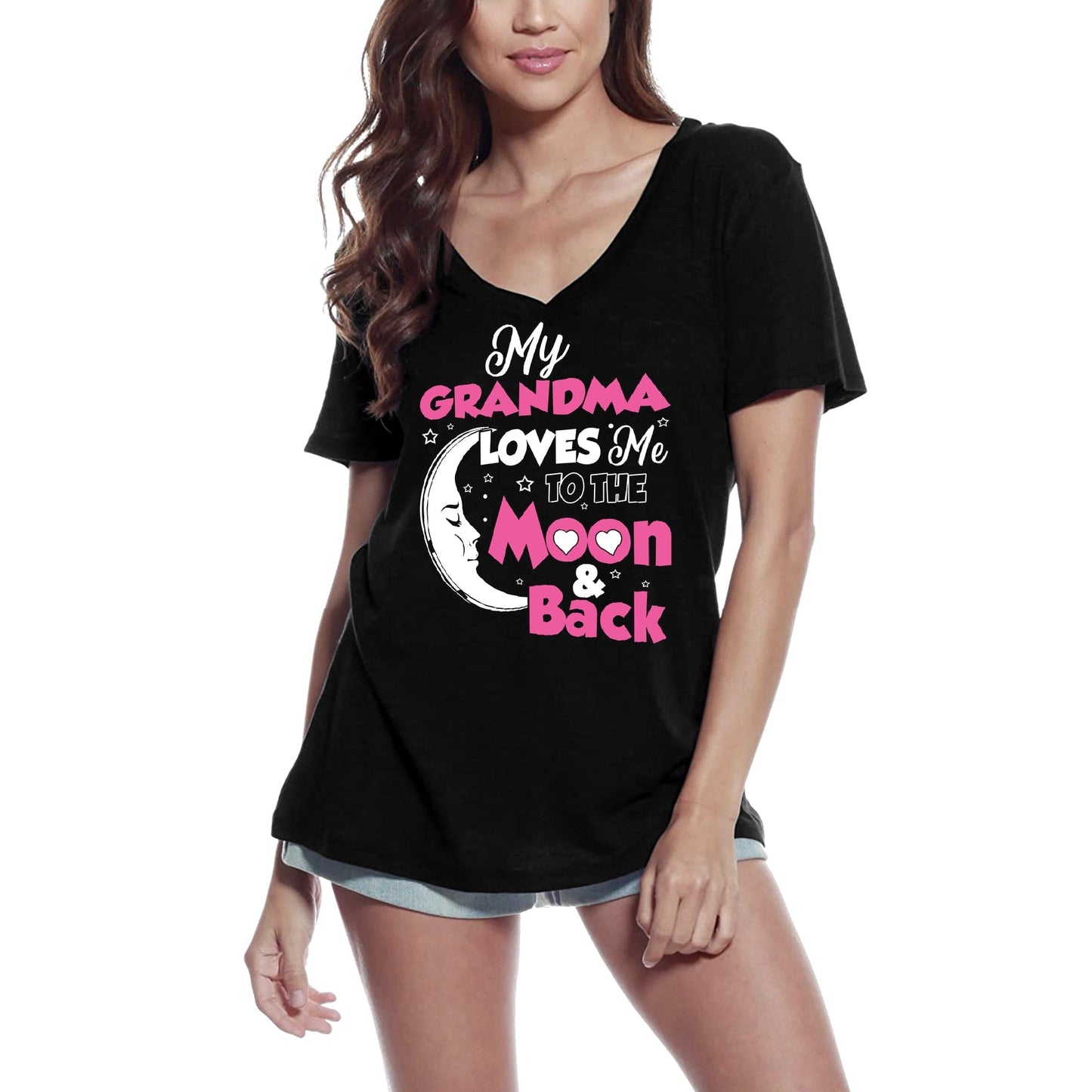 T-Shirt Femme ULTRABASIC Ma grand-mère m'aime jusqu'à la lune et retour - Tee Shirt grand-mère