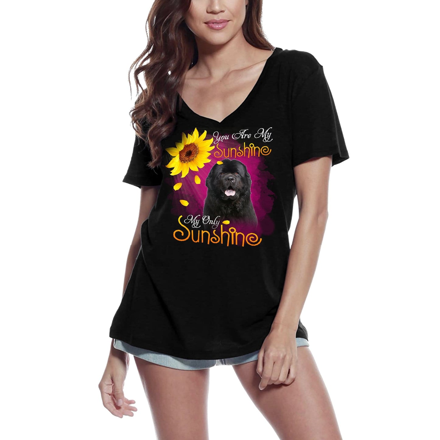 T-Shirt Col V ULTRABASIC Femme My Only Sunshine - Terre-Neuve