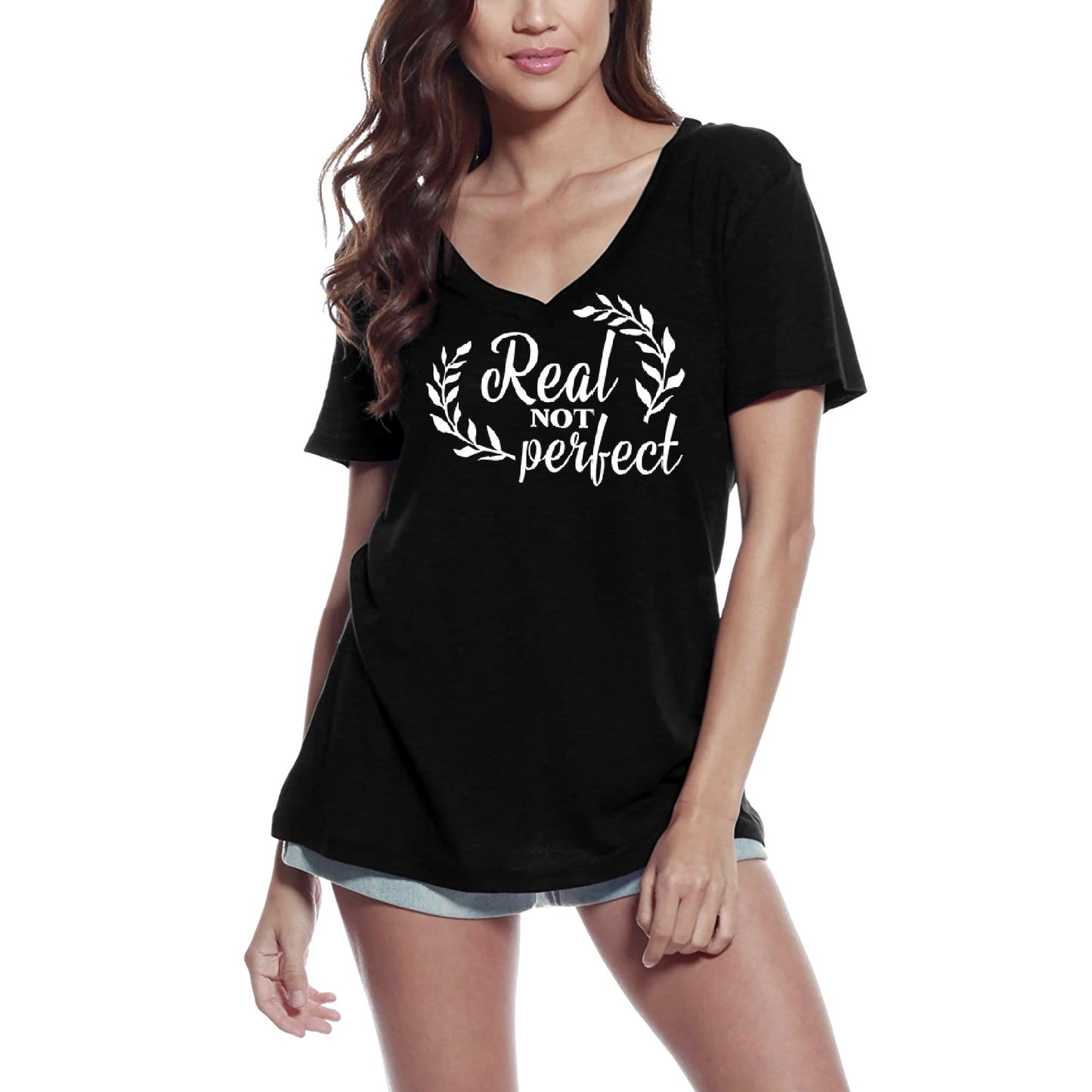 ULTRABASIC T-Shirt Femme Real Not Perfect - T-Shirt à Manches Courtes Tops