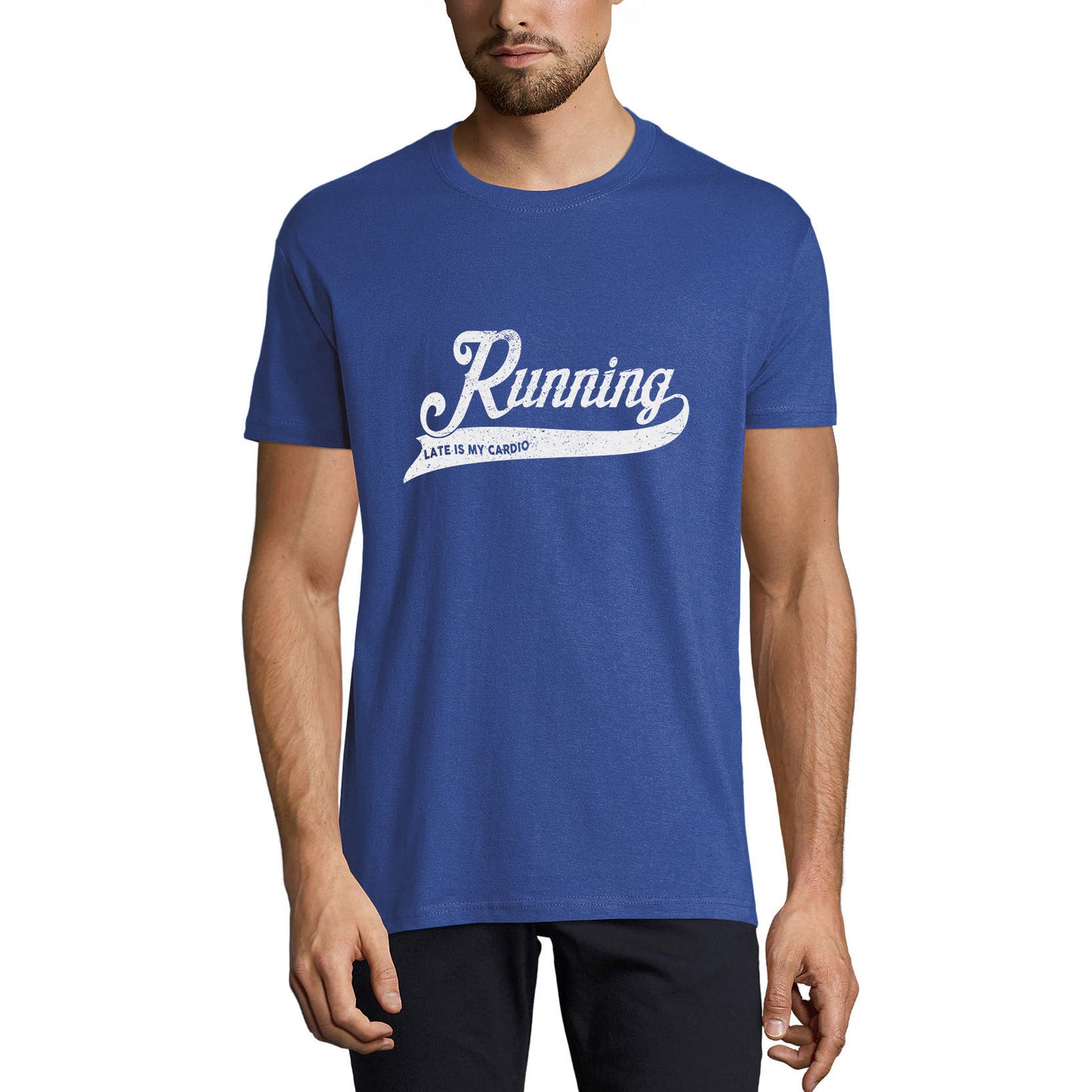 ULTRABASIC Men's Novelty T-Shirt Running Late Is My Cardio - Funny Runner Tee Shirt