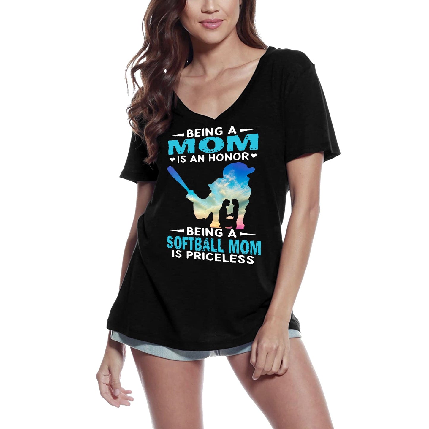 ULTRABASIC Women's T-Shirt Being a Softball Mom is Priceless - Funny Sport Mother Tee Shirt