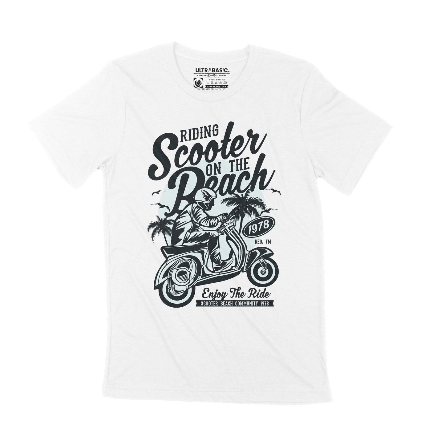 ULTRABASIC Men's T-Shirt Scooter Rider On the Beach 1978 - Motorcycle Tee Shirt