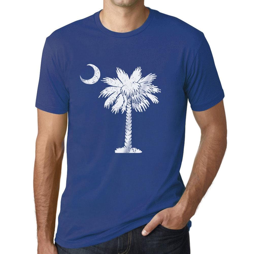 Graphic Men's South Carolina Flag T-Shirt White Print Tee Royal Blue - Ultrabasic