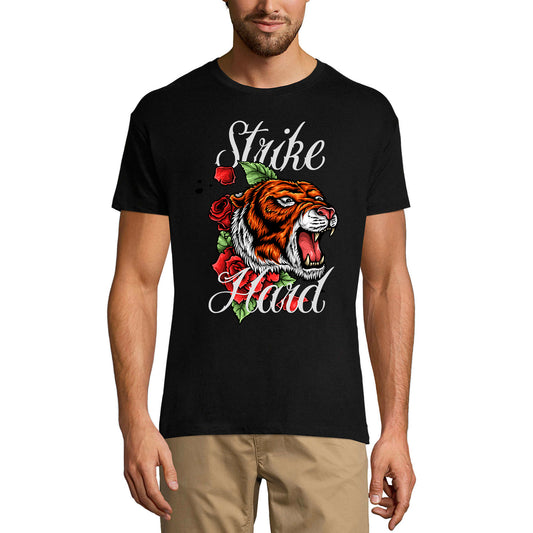 ULTRABASIC Graphic Men's T-Shirt Strike Hard - Tiger Head - Red Roses