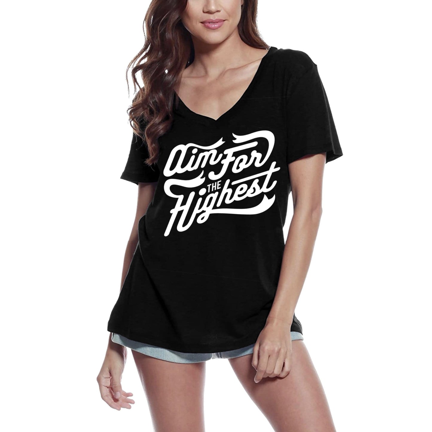 T-shirt ULTRABASIC pour femmes Visez le plus haut - T-shirt graphique à slogan inspirant