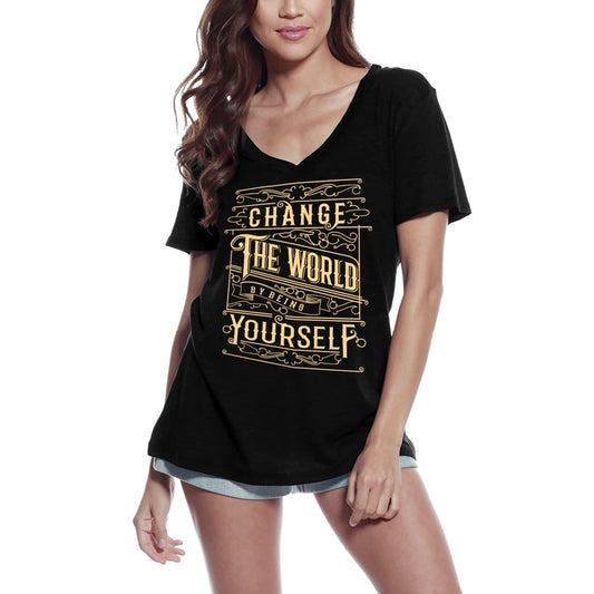 T-shirt ULTRABASIC pour femmes Changer le monde - Tee-shirt avec slogan de motivation positive