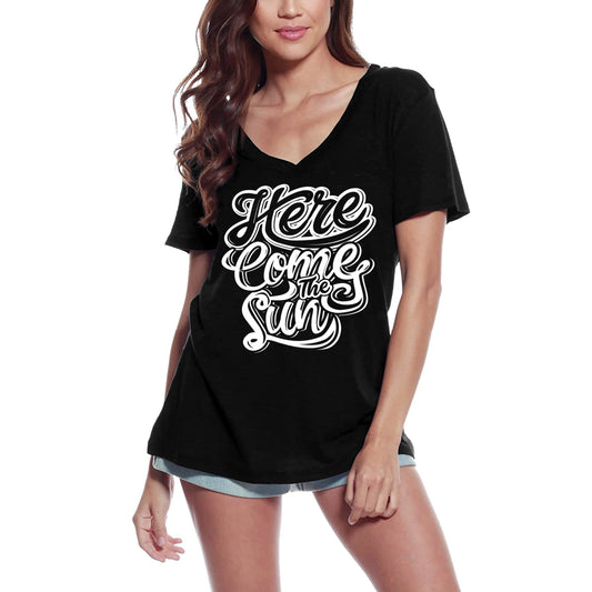 ULTRABASIC T-Shirt Femme Here Comes The Sun - Positivity Good Vibes Slogan Tee