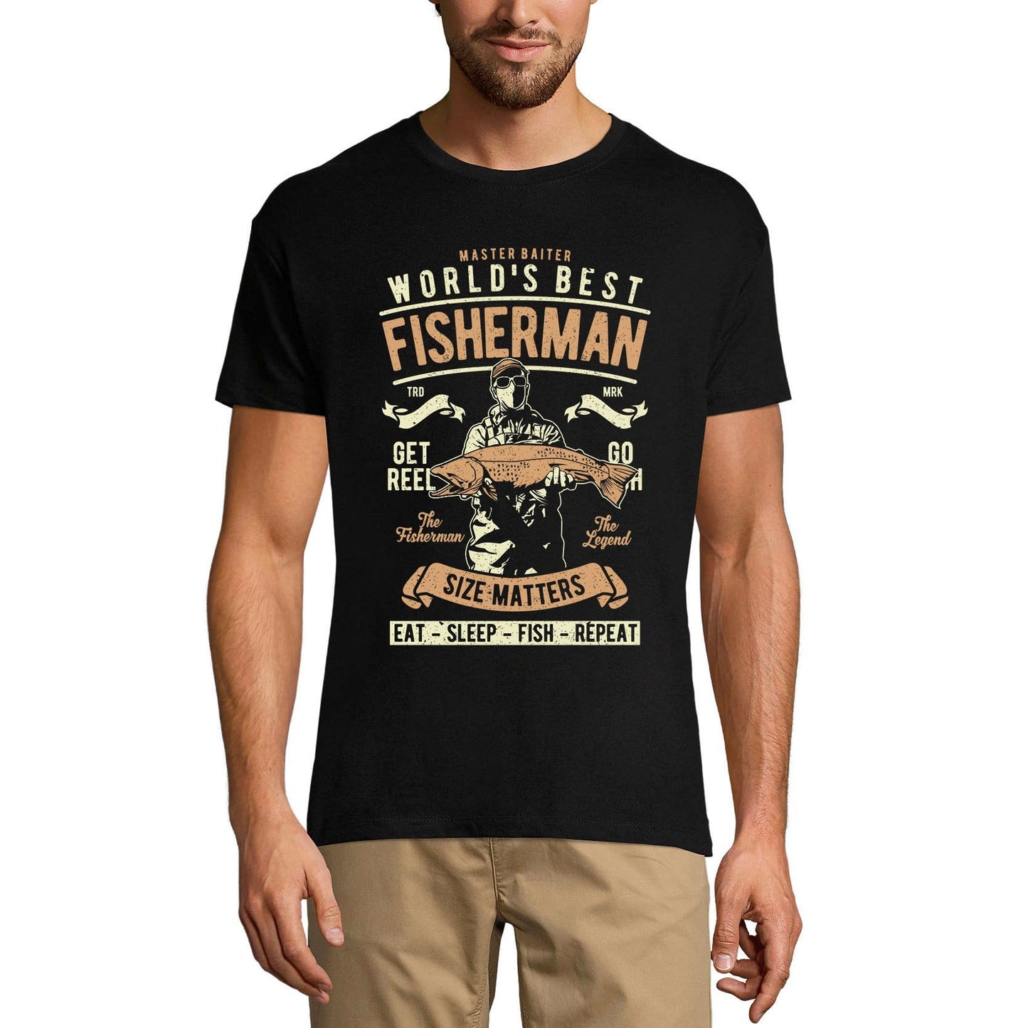 ULTRABASIC Men's T-Shirt Master Baiter - World's Best Fisherman - Size Matter Funny Tee Shirt