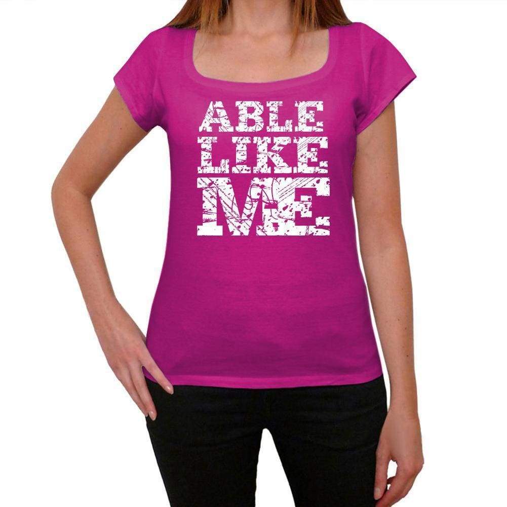 Able Like Me Pink Womens Short Sleeve Round Neck T-Shirt 00053 - Pink / Xs - Casual