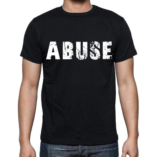 Abuse White Letters Mens Short Sleeve Round Neck T-Shirt 00007
