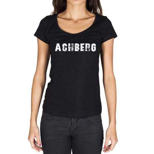 Achberg German Cities Black Womens Short Sleeve Round Neck T-Shirt 00002 - Casual