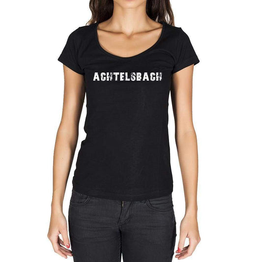 Achtelsbach German Cities Black Womens Short Sleeve Round Neck T-Shirt 00002 - Casual