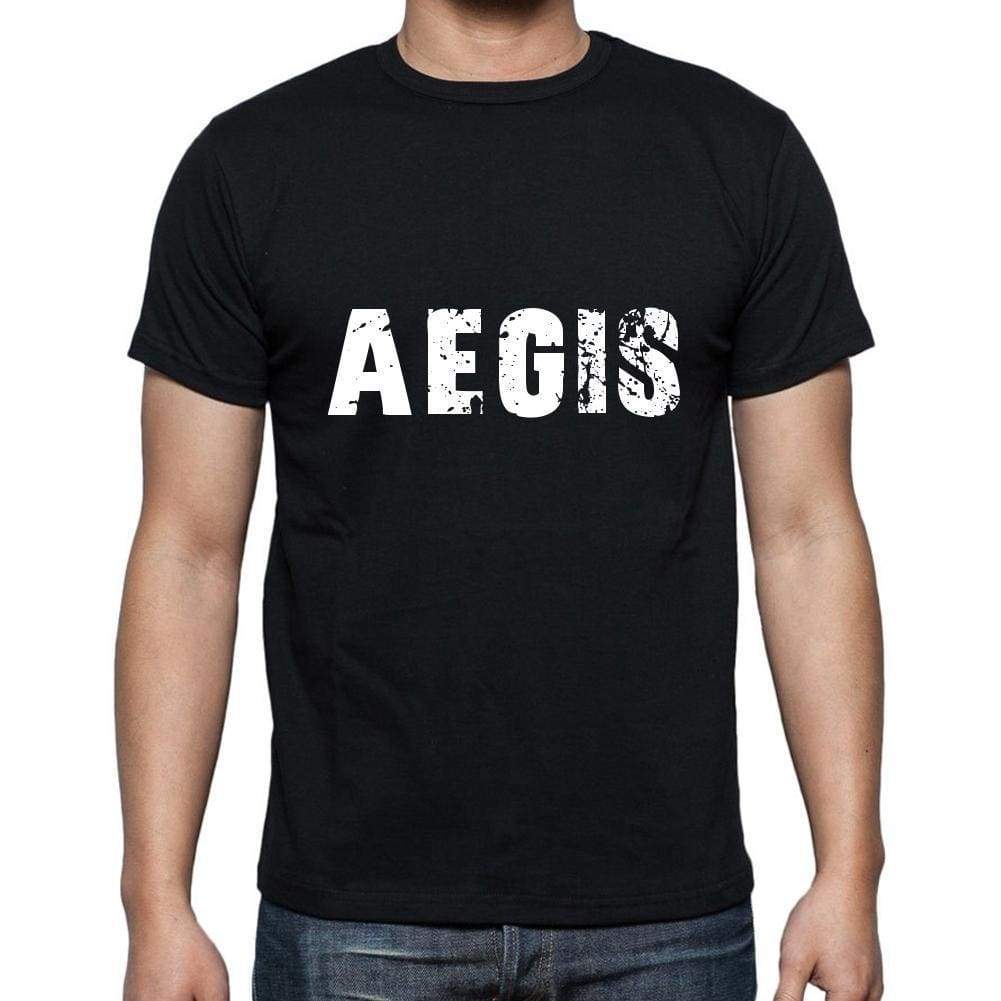 Aegis Mens Short Sleeve Round Neck T-Shirt 5 Letters Black Word 00006 - Casual
