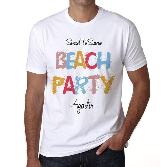 Agadir Beach Party White Mens Short Sleeve Round Neck T-Shirt 00279 - White / S - Casual