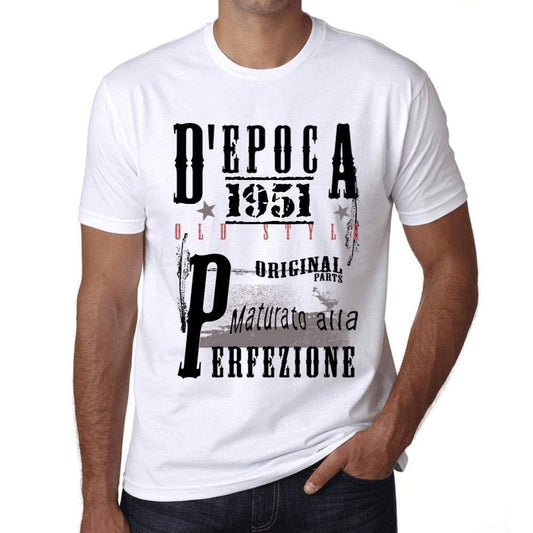 Aged To Perfection Italian 1951 White Mens Short Sleeve Round Neck T-Shirt Gift T-Shirt 00357 - White / Xs - Casual