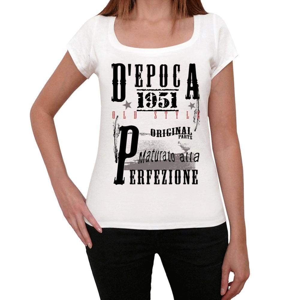 Aged To Perfection Italian 1951 White Womens Short Sleeve Round Neck T-Shirt Gift T-Shirt 00356 - White / Xs - Casual