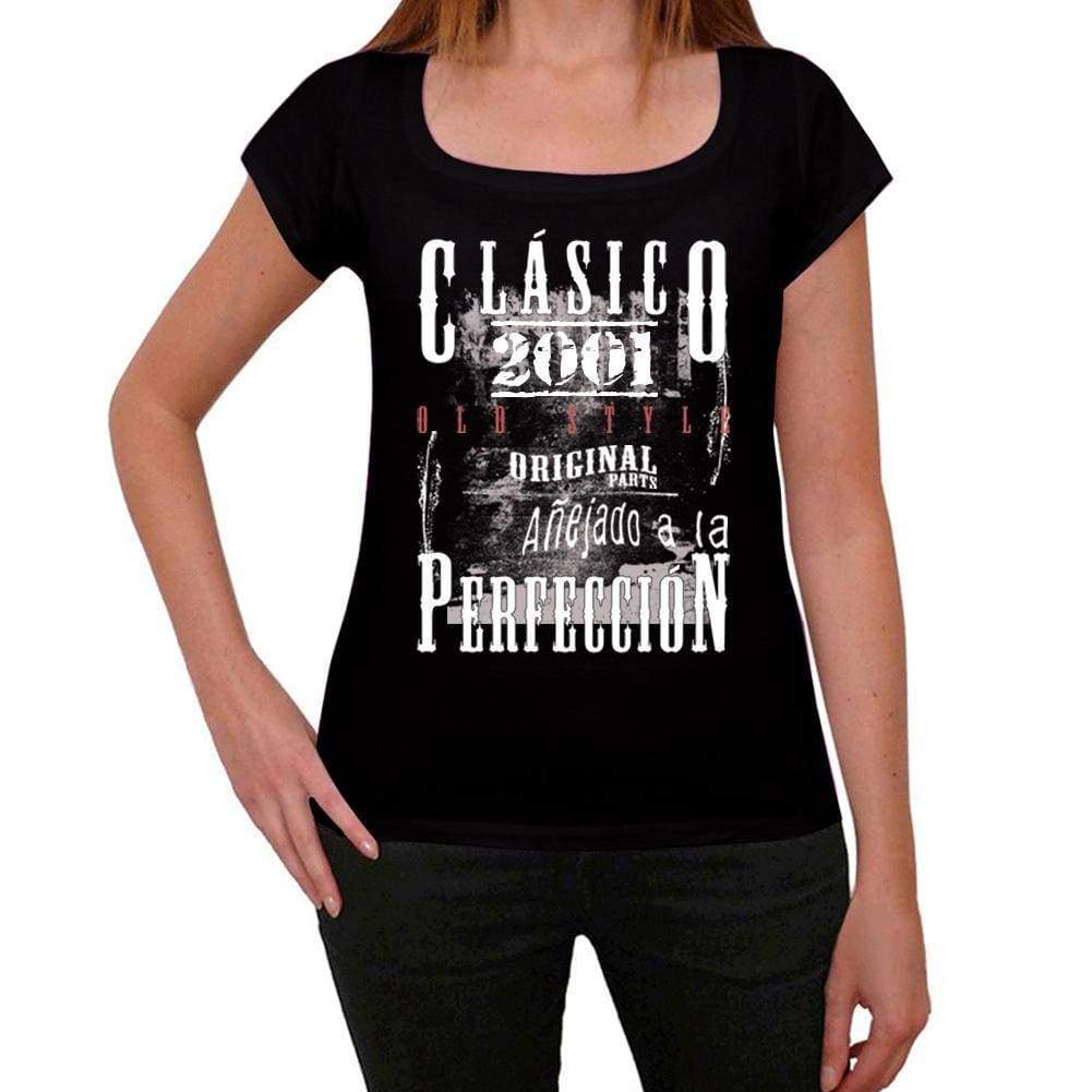 Aged To Perfection, Spanish, 2001, Black, Women's Short Sleeve Round Neck T-shirt, gift t-shirt 00358 - Ultrabasic
