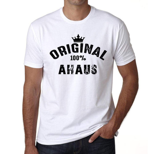 Ahaus 100% German City White Mens Short Sleeve Round Neck T-Shirt 00001 - Casual