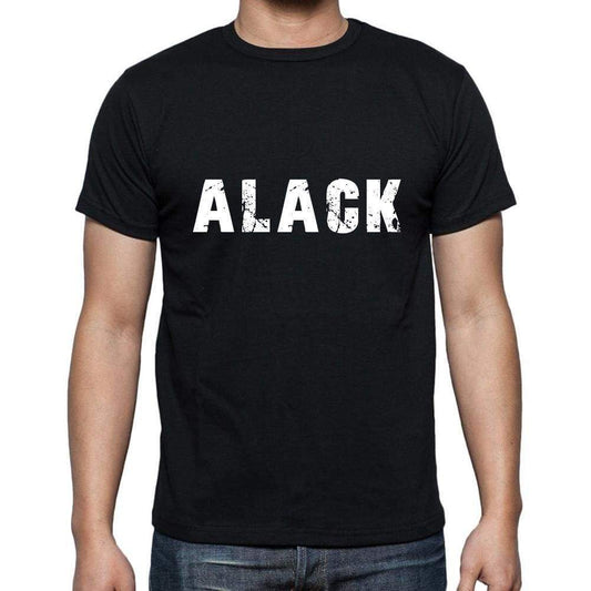 Alack Mens Short Sleeve Round Neck T-Shirt 5 Letters Black Word 00006 - Casual