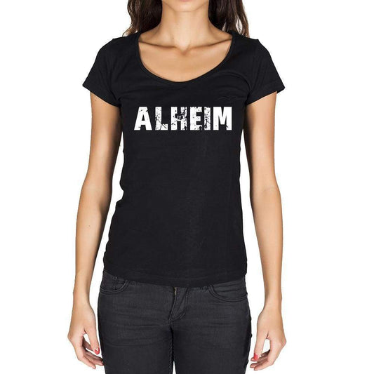 Alheim German Cities Black Womens Short Sleeve Round Neck T-Shirt 00002 - Casual