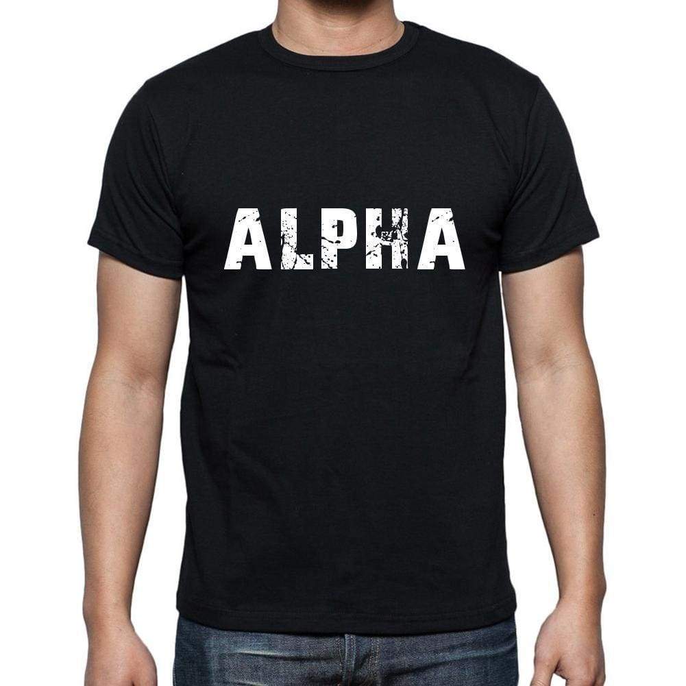 Alpha Mens Short Sleeve Round Neck T-Shirt 5 Letters Black Word 00006 - Casual