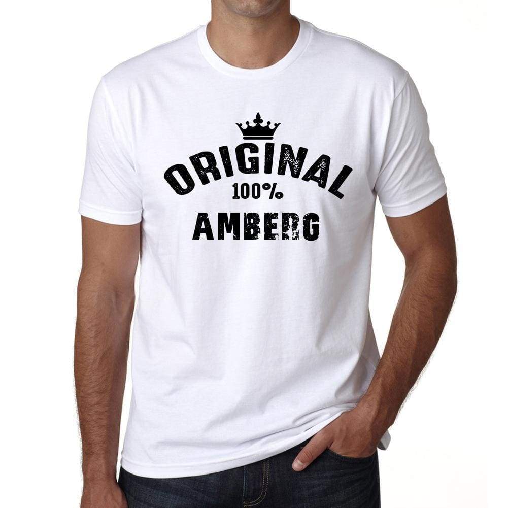 Amberg 100% German City White Mens Short Sleeve Round Neck T-Shirt 00001 - Casual