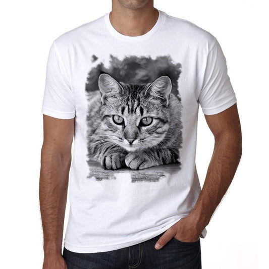 American Shorthair Cat Tshirt Mens Tee White 100% Cotton 00186