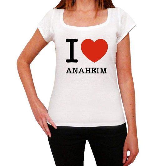 Anaheim I Love Citys White Womens Short Sleeve Round Neck T-Shirt 00012 - White / Xs - Casual