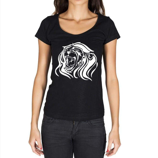 Angry Lion Head Tattoo 1 Black Gift Tshirt Black Womens T-Shirt 00165