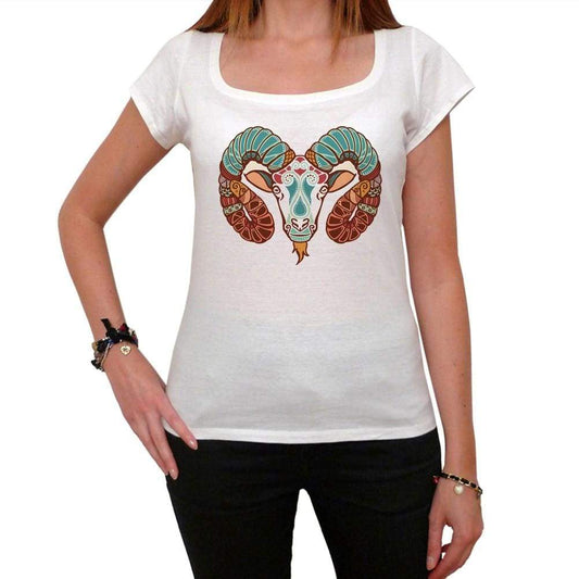 Aries Zodiac Sign White Womens T-Shirt 100% Cotton 00214