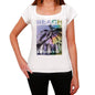 Atlanterra Beach Name Palm White Womens Short Sleeve Round Neck T-Shirt 00287 - White / Xs - Casual