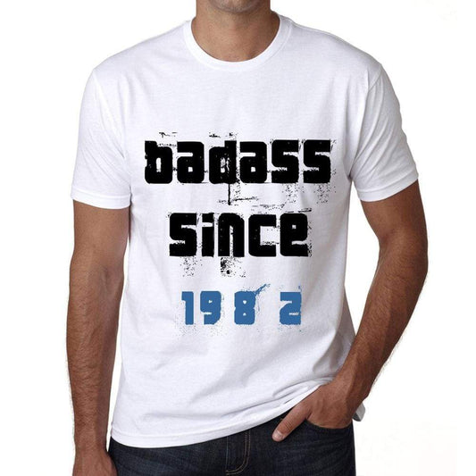 Badass Since 1982 Men's T-shirt White Birthday Gift 00429 - Ultrabasic