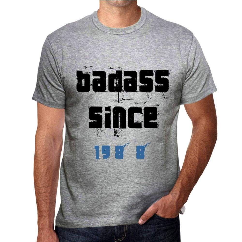 Badass Since 1988 Men's T-shirt Grey Birthday Gift 00430 - Ultrabasic