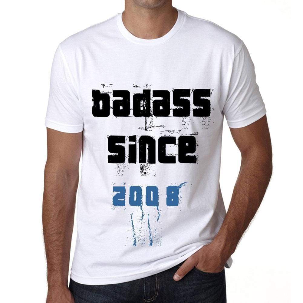 Badass Since 2008 Men's T-shirt White Birthday Gift 00429 - Ultrabasic