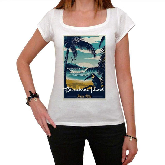 Bartolome Island Pura Vida Beach Name White Womens Short Sleeve Round Neck T-Shirt 00297 - White / Xs - Casual