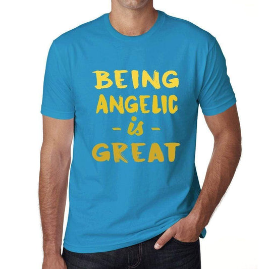 Being Angelic Is Great Mens T-Shirt Blue Birthday Gift 00377 - Blue / Xs - Casual