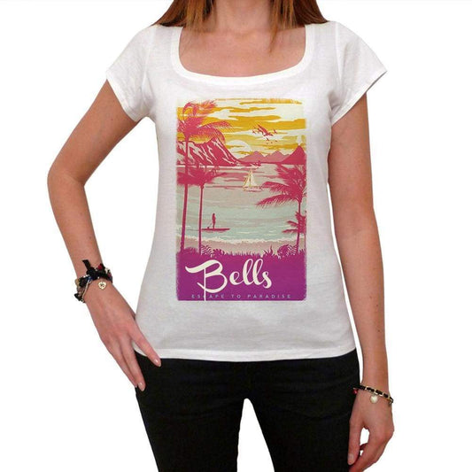 Bells Escape To Paradise Womens Short Sleeve Round Neck T-Shirt 00280 - White / Xs - Casual