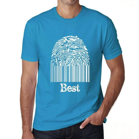 Best Fingerprint Blue Mens Short Sleeve Round Neck T-Shirt Gift T-Shirt 00311 - Blue / S - Casual