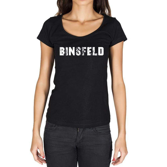 Binsfeld German Cities Black Womens Short Sleeve Round Neck T-Shirt 00002 - Casual