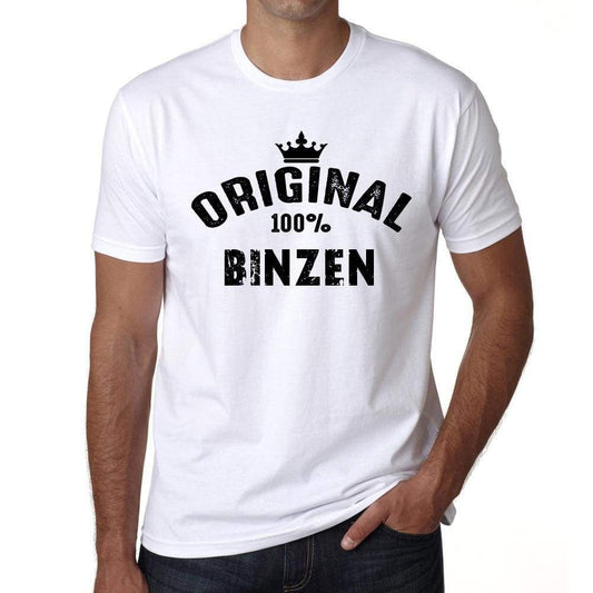 Binzen 100% German City White Mens Short Sleeve Round Neck T-Shirt 00001 - Casual