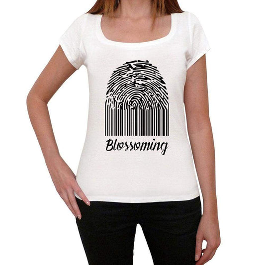 Blossoming Fingerprint White Womens Short Sleeve Round Neck T-Shirt Gift T-Shirt 00304 - White / Xs - Casual