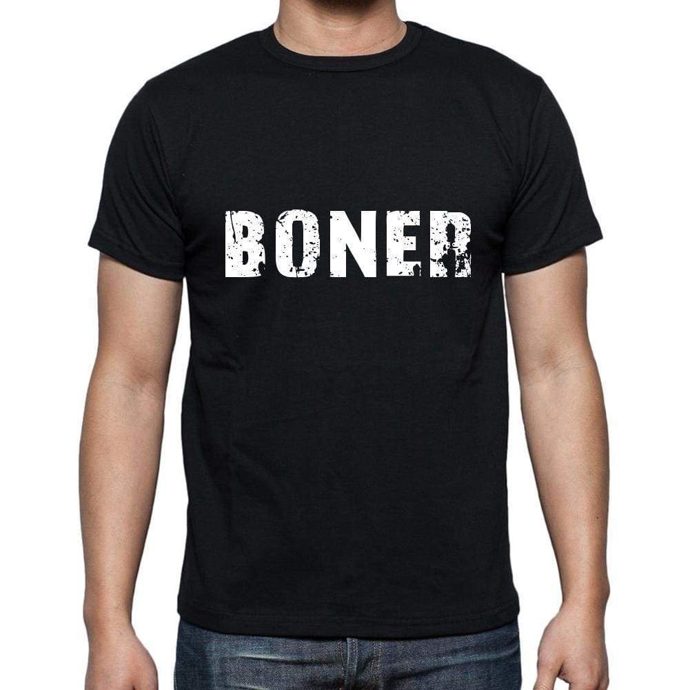Boner Mens Short Sleeve Round Neck T-Shirt 5 Letters Black Word 00006 - Casual