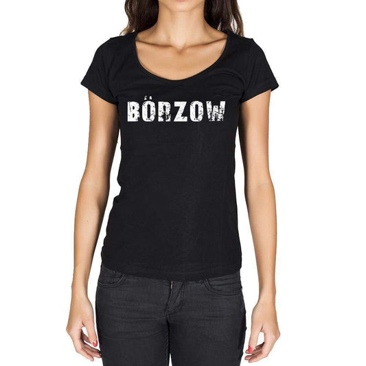 Börzow German Cities Black Womens Short Sleeve Round Neck T-Shirt 00002 - Casual