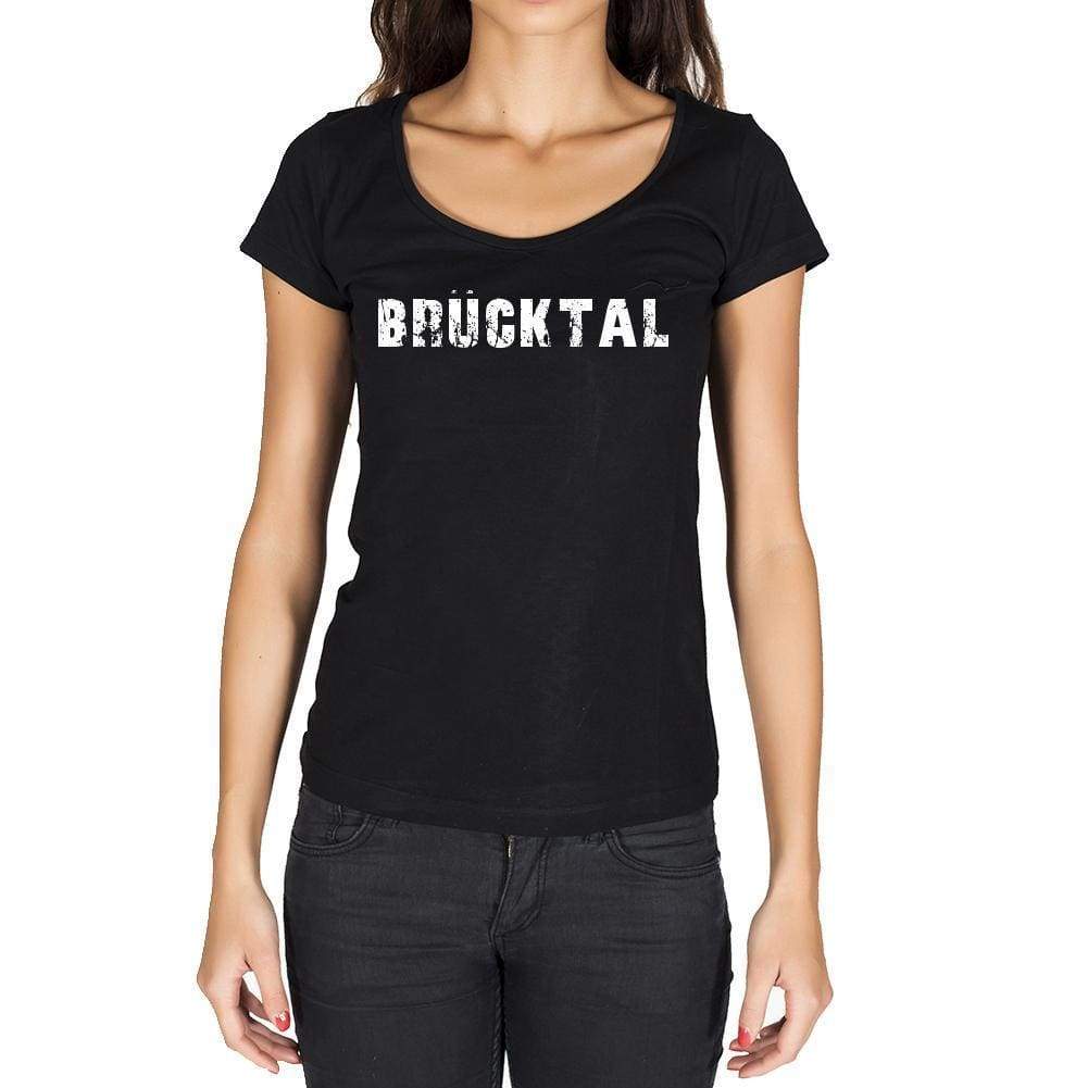 Brücktal German Cities Black Womens Short Sleeve Round Neck T-Shirt 00002 - Casual