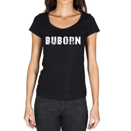 Buborn German Cities Black Womens Short Sleeve Round Neck T-Shirt 00002 - Casual