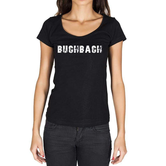 Buchbach German Cities Black Womens Short Sleeve Round Neck T-Shirt 00002 - Casual
